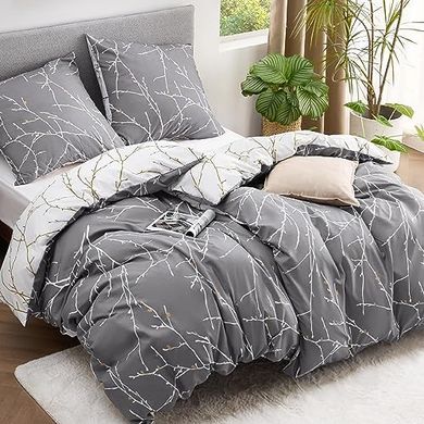 BEDSURE Bettwäsche-Set (135x200cm, 2-teilig, grau, Reißverschluss)