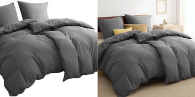 BEDSURE Anthrazit Bettwäsche-Set (135x200 cm, 4-teilig, Mikrofaser)