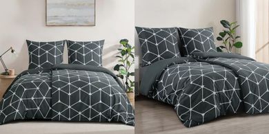 RUIKASI Anthrazit Bettwäsche-Set 135x200cm (4-teilig, Mikrofaser, Reißverschluss)
