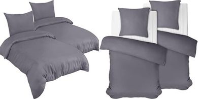 Utopia Bedding Mikrofaser Bettwäsche-Set 135x200 cm, grau
