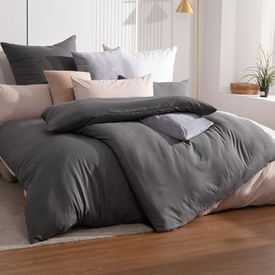 Soifox Mikrofaser-Bettwäscheset (135x200, anthrazit, bügelfrei)