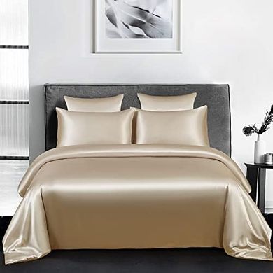 Glanzsatin-Bettwäsche-Set Taupe, 135x200 cm, 100% Polyester