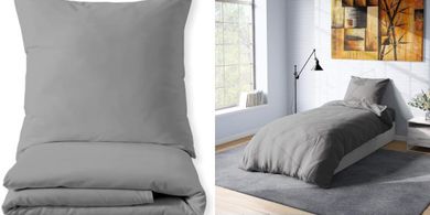 Mako-Satin Bettwäsche, 100% Baumwolle, Grau (135x200 cm)
