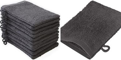 NatureMark Frottee-Waschhandschuhe & -Lappen (10er Pack, Baumwolle, anthrazit)