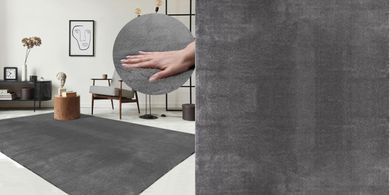 Kuscheliger Kurzflor-Teppich Anthrazit (200x280cm), waschbar, rutschfest