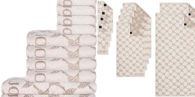 Joop! 10-teiliges Handtuch-Set: 2 Dusch-, 4 Hand- & 4 Gästetücher (Kornblume/Creme)