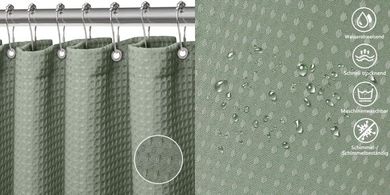 FIISAYL Magnet-Duschvorhang (Polyester, wasserdicht, 183x198cm, grün)