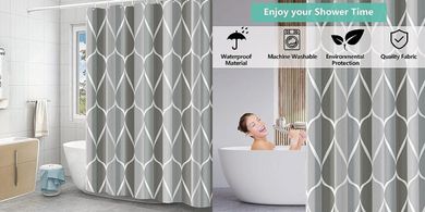 GERUIKE Wave Shower Curtain: Waterproof, Washable Polyester, 12 Rings