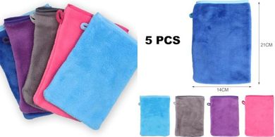 5er-Set weiche Mikrofaser-Waschlappen (14x21cm, 5 Farben)