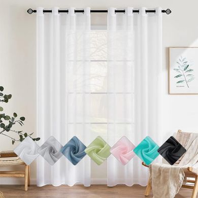 Weißer Voile-Vorhang (2er Set, 140x225 cm), transparent & luftig