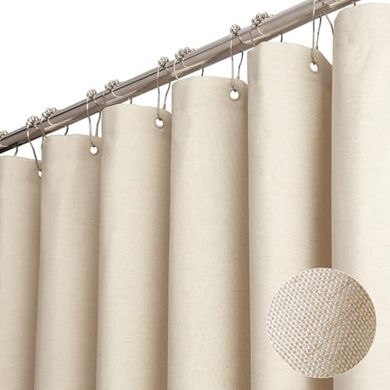 Wasserabweisender Duschvorhang (180x200 cm, beige) mit Ringen
