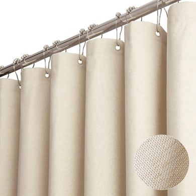 Wasserabweisender Duschvorhang (180x200 cm, beige) mit Ringen