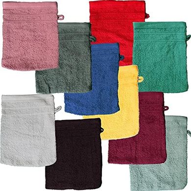 10er-Pack Baumwoll-Waschhandschuhe (sortiert), 16x21cm