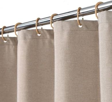 Hochwertiger, waschbarer Leinen-Duschvorhang (240 g/m², Taupe, 100x180 cm)