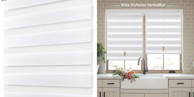 Deswell Doppelrollo Klemmfix weiß (B45xH100cm), licht- & verdunkelnd, stufenlos