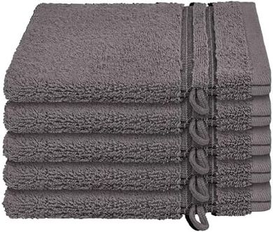 Schiesser Milano Waschhandschuhe: 5er Set, 100% Bio-Baumwolle, dunkelgrau
