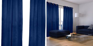 Dunkelblaue, waschbare Verdunklungsvorhänge (2er-Set, 135x245cm)