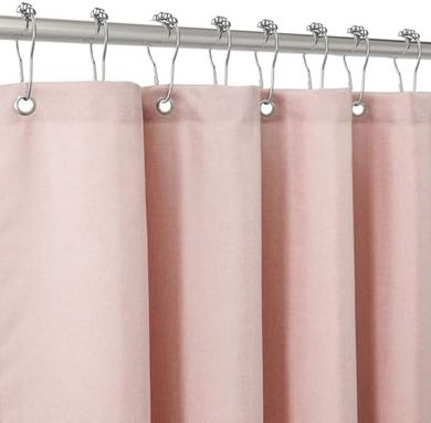 Wasserfester Duschvorhang-Set (Leinen, Metallringe, Rosa, 182x182cm)