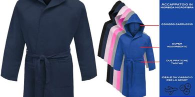Puraluna Mikrofaser-Bademantel mit Kapuze und Tasche für Damen & Herren