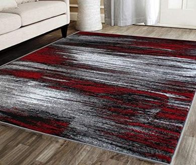 Masada Modern Rug (2.4 x 3m) - Red/Grey/Black