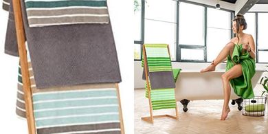 Freistehender Bambus-Handtuchleiter (4 Stangen, 100x40x30cm)
