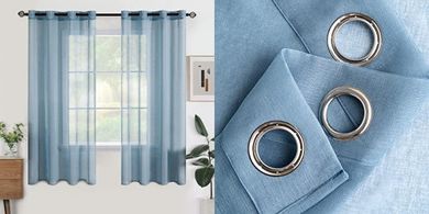Woaboy Voile-Gardinen: 2er-Set (140x145 cm), navyblau
