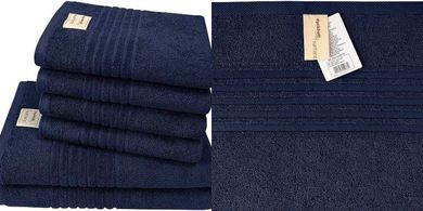 Dyckhoff Premium Bio-Frottier Handtuch Set: 4 Handtücher, 2 Duschtücher (Marine, GOTS)