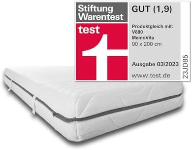 Sleezzz Smart Matratze: 1,9 (Stiftung Warentest), H3, 7-Zonen Air-Memoryschaum (90x200cm)
