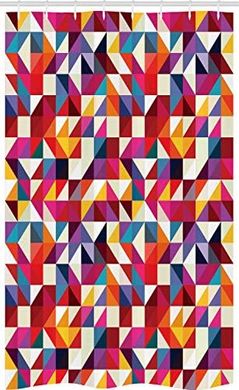 Bauhaus-Style Geometric Shower Curtain, Plum Orange, 120x180cm