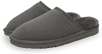 Rohn Moden Herren-Lammfellslipper Loisl: Echt Schaffell, EVA-Sohle, Grau/Braun