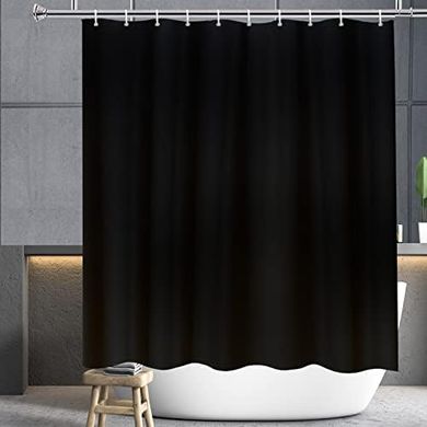 YISURE Duschabhängung (180x200cm), schwarz, Polyester, schimmelresistent, waschbar.