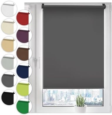 Klemmfix Verdunklungsrollo Grau (100x130 cm) für Fenster & Türen