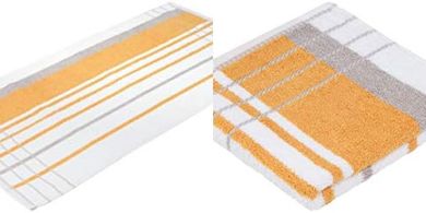 Gözze Handtücher-Set: Baumwolle, Streifen, Mais/Taupe, 50x100cm