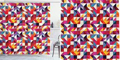 ABAKUHAUS geometrischer Duschvorhang, Pflaume Orange, 175x200cm