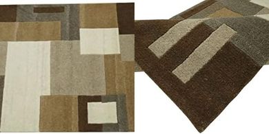 Nepal Teppich 100% Wolle Handgeknüpft Beige Compatible with Braun Grau Compatible with Orient 90x160 cm N-771