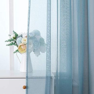 MIULEE Sheer Voile Curtains: Dusty Blue, 2-Pack (140x160cm)
