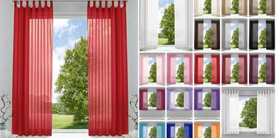 Transparente Vorhang-Sets (2er-Pack, rot, 225x140cm)