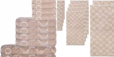 Joop! 10-teiliges Handtuch-Set: 2 Dusch-, 4 Hand- & 4 Gästetücher (Kornblumenblau/Beige)