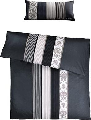 Joop! Mako-Satin Bettwäsche, Ornament Stripe, schwarz, 135x200/40x80 cm
