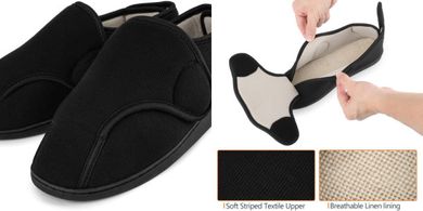 TIESTRA Herren Diabetiker Hausschuhe: extraweite, weiche Senioren-Schuhe mit Klett (Gr. 37-47)