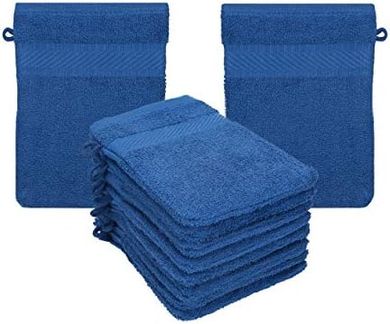 Betz Palermo Waschhandschuh-Set (10er-Pack, Baumwolle, blau)