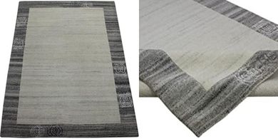 Handgeknüpfter Nepal-Wollteppich, grau-beige, 164x219 cm