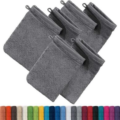 Erwin Müller Heidelberg Waschhandschuhe: 6er-Pack Baumwolle, anthrazit, saugstark