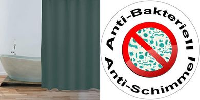 Anti-Schimmel Duschvorhang: wasserdicht, waschbar Polyester (180x200cm, dunkelgrün)