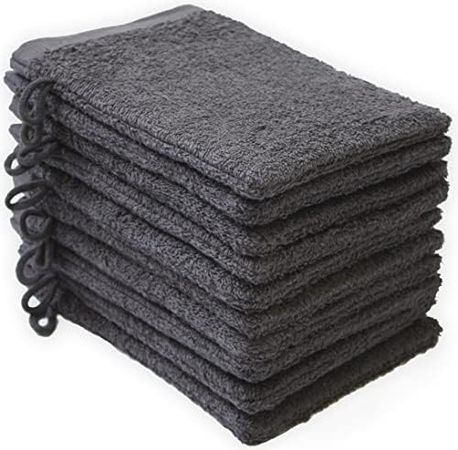 NatureMark Frottee-Waschhandschuhe & -Lappen (10er Pack, Baumwolle, Anthrazit)