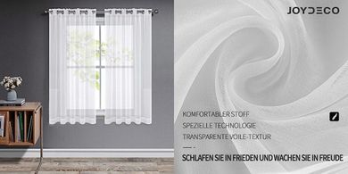 Weiße Kurzgardinen mit Ösen (2er Set, 145x140cm)