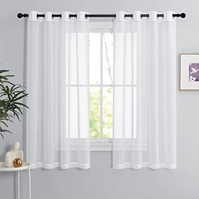 PONY DANCE Voile Curtains: White, Sheer, 2-Pack (160x140cm)