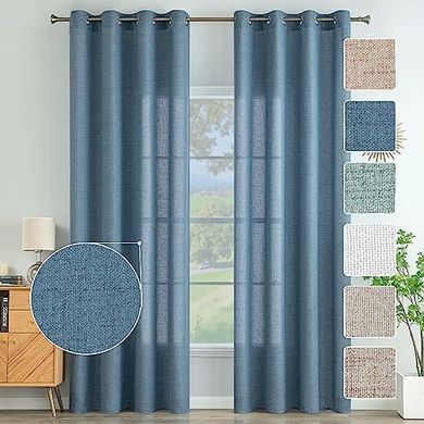 MIULEE Boho Leinenvorhänge, blau (2er Set, 245x140cm)