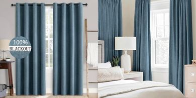 MIULEE Blau: Blickdichte, wärmeisolierende Ösenvorhänge (2er Set, 225x140cm)