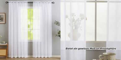 Weiße transparente Voile-Gardinen (2er Set, 140x245cm), modern, lichtdurchlässig
